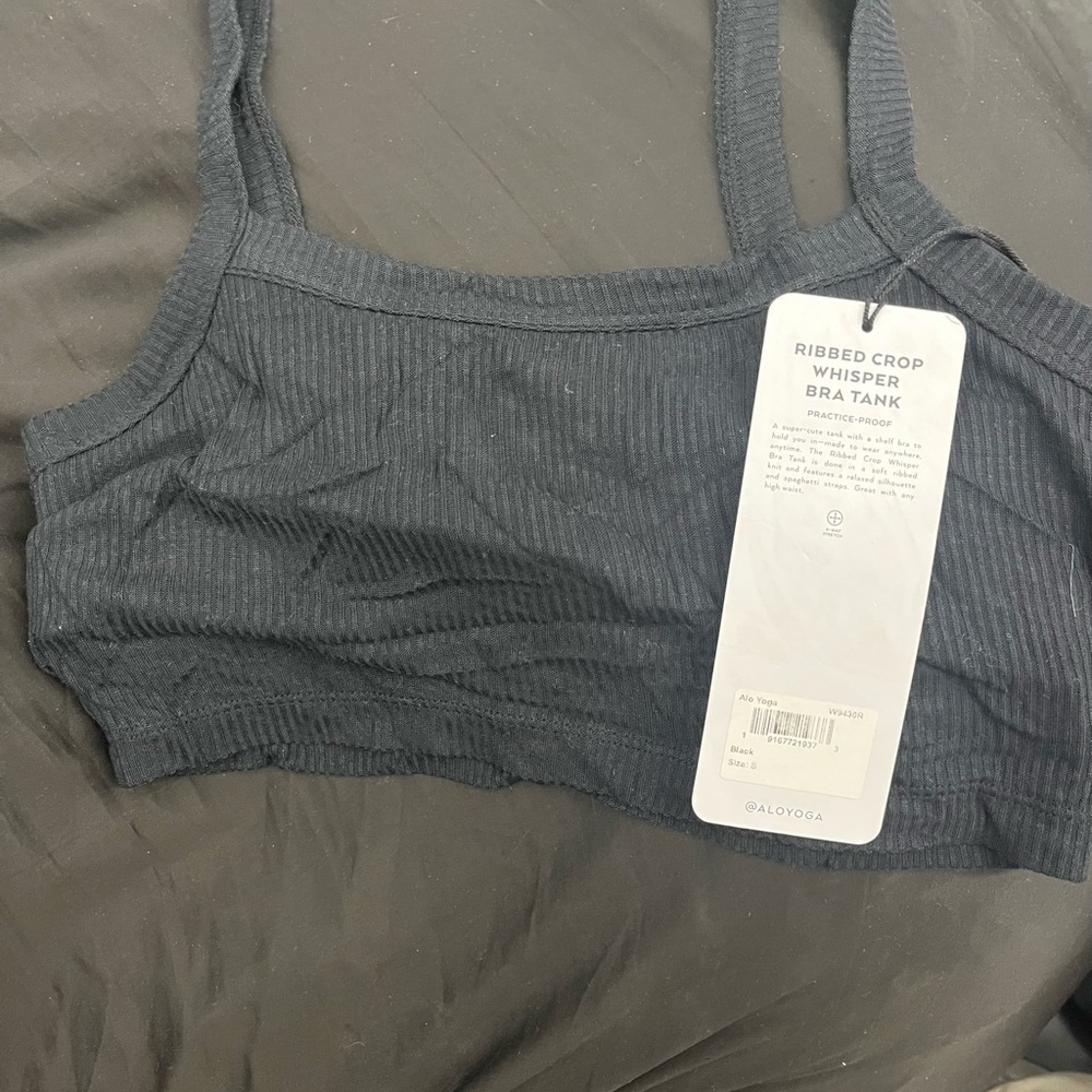 ALO Yoga Ribbed Whisper Bra Tank - Charcoal